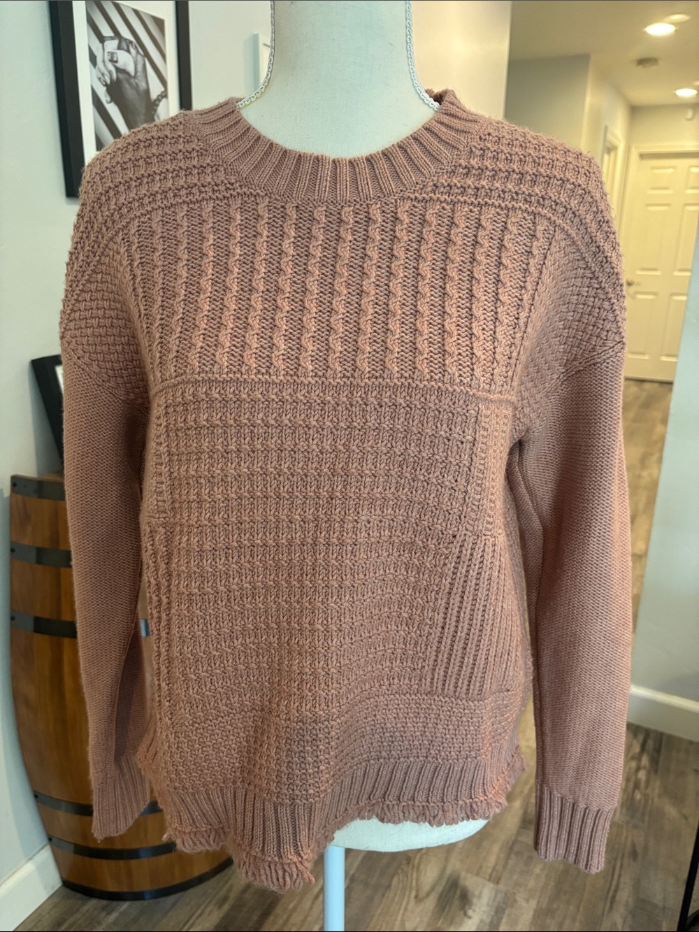 Madewell Rosewood Textured Crewneck Sweater